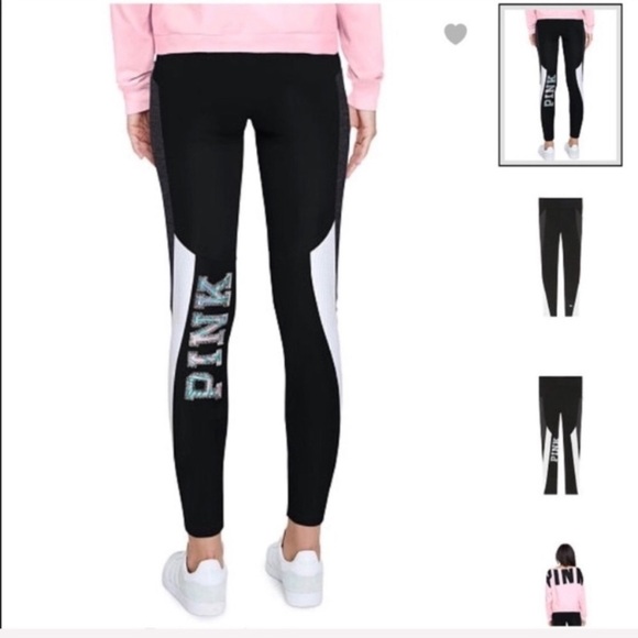 VS PINK Leggings - Silver & Tropical PINK - Picture 1 of 7